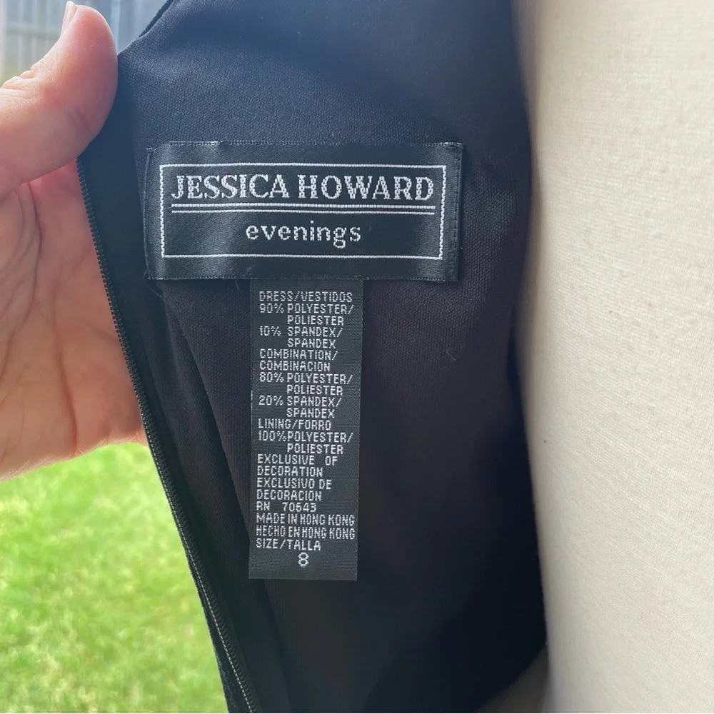 Vintage 90s Stretch Black Velour Evening Gown 8 - Picture 6 of 6